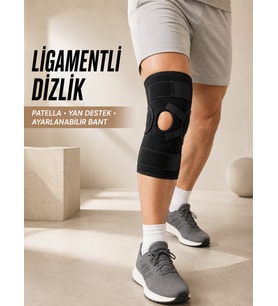 Ligament Destekli Dizlik Ayarlanabilir Cırtlı Açık Patella Diz Destekliği