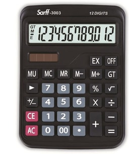 Sarff 3003 Hesap Makinesi 12 Haneli Güneş Enerjili-Pilli