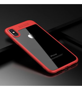 İphone X Xs Ultra Slim Trasparan Premium Kılıf-(5775) - LOHO9637-9669 (Kırmızı)