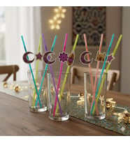 Ramazan Figürlü Artistik Pipet Mor 10 Adet - Ramazan İçecek Sunum Pipeti