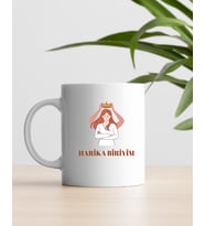 Harika Biriyim Baskılı Kupa Bardak (Çok Renkli-Beyaz)