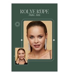Kadın Paula Model Taşlı Gümüş Pırlanta Su Yolu Kolye Küpe Abiye Düğün Nişan Kına Söz Gelin Takı Seti