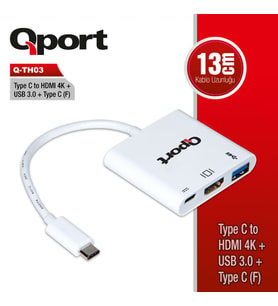 QPORT Q-TH03 TYPE-C TO HDMI/USB/TYPE-C ÇEVİRİCİ