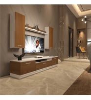 Decoraktiv Trendstyle 5D Slm Tv Ünitesi Tv Sehpası - Beyaz Ceviz (Beyaz - Ceviz)