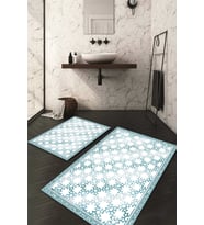 Dijital Baskılı Kaymaz Taban Yıkanabilir 2'li Klozet Takımı Banyo Paspası NDKZ-SD-1003 (Mavi)