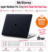 MacBook Pro 13 Kılıf Simli Sert Koruyucu Hard Case, A1706 A1708 A1989 A2159 A2251 A2289 A2338 M1 M2 Uyumlu Siyah