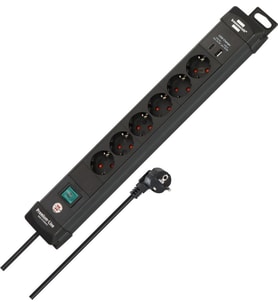 Brennenstuhl Premium-Line Serisi 6 Soketli USB-C 30W ve USB 18W Şarj Destekli 5 Yıl Garantili 3 Metre Uzatma Kablolu Priz