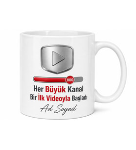 Youtuber İlk 1000 Abone Gümüş Plaket Hedefi Kupa Bardak YouTuber Hediye