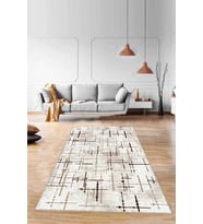 Bej Vintage Kaymaz Tabanlı Makinede Yıkanabilir Halı MN07 - 100 x 160 cm