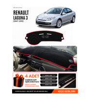 RENAULT LAGUNA 3 (2007-2015) Uyumlu Torpido Örtüsü Torpido Kılıfı - Siyah Kırmızı