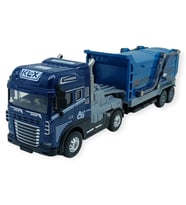Metal Tır 1:24 - Sesli Işıklı Taşıyıcı Dorseli Tır 30 cm - Lacivert - 1 ADET