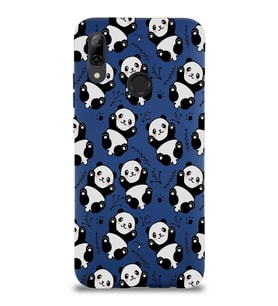 Huawei P Smart 2019 Uyumlu Lansman Kılıf Panda Tasarımlı İçi Kadife Kapak-Lacivert (Şeffaf)