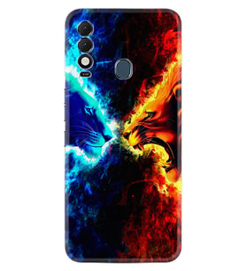Tecno Spark 8T Kılıf Silikon Desen Özel Seri Red Blue Leon 1714