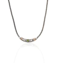 Yeşim Taşlı 925 Ayar Saf Gümüş Hasır Zincir Unisex Kolye 201023660