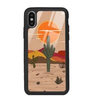 iPhone Xs Retro Kaktüs Güneş Tasarımlı Glossy Telefon Kılıfı