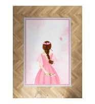 MEKTA HOME BEBEK VE ÇOCUK ODASI Örgülü Saçlı Kız Desenli Halı