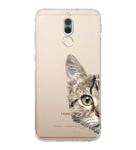 Huawei Mate 10 Lite Uyumlu Kamera korumalı Kapak Catface Tasarımlı  Şeffaf Kılıf