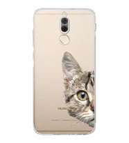 Huawei Mate 10 Lite Uyumlu Kamera korumalı Kapak Catface Tasarımlı  Şeffaf Kılıf