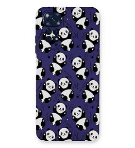 Xiaomi Redmi Note 11s  Uyumlu Lansman Kılıf Panda Tasarımlı İçi Kadife Kapak-Mor (Şeffaf)