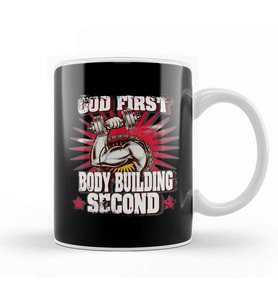 God First Bodybuilding Second Religious Lifting Kupa Bardak Porselen