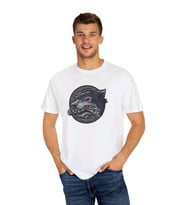 Baskılı Erkek Motorcu Tişört %100 Pamuk (Beyaz)