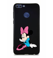 Huawei P Smart Soft Premier Kapak Minnie Mouse-E Tasarımlı Silikon Kılıf - Siyah (Şeffaf)