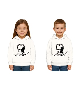 Unisex Ay Yıldızlı 19 Mayıs 29 Ekim 23 Nisan 10 Kasım Atatürk Çocuk Kapüşonlu Sweatshirt (Beyaz)