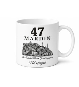 Mardin Plakalı Hediyelik Seramik Kupa Bardak - 47 Plaka Özel Tasarım Hediye