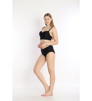 Kadın Askılı Ayarlanabilir Fiyonklu Boş  Kaplı Bikini Siyah 7206