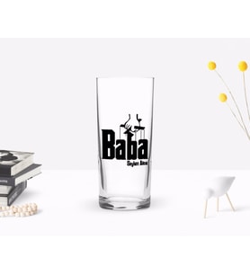 BK Gift Kişiye Özel Renkli Baskılı Godfather Baba Tasarımlı Rakı Bardağı-5 (Beyaz)
