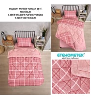 ETE HOMETEX TEK KİŞİLİK LÜX WELSOFT YORGAN SETİ SAFİR PUDRA 155X215CM 8696474231934