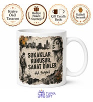 Poster Yırtık Kenarlı Çizimli Sokak Sanatı Afiş Tasarımı Grunge Kupa Bardak Hediye