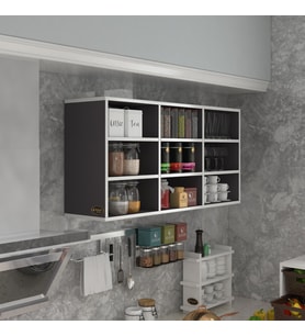 Kenzlife hazır mutfak hortus22 gri 060*120*22 banyo dolabı raflı kapaksız arkalıklı (Karışık)