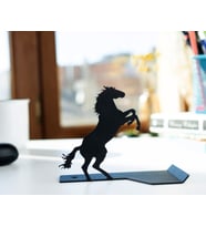 Gowpenart Dizayn At Figürlü Masa Üstü Metal Ergonomik Telefon/Tablet Tutucu 1,5 mm Kalınlık Siyah