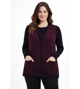 Kadın Anne Triko Yelek BGL-ST05292 (Bordo)