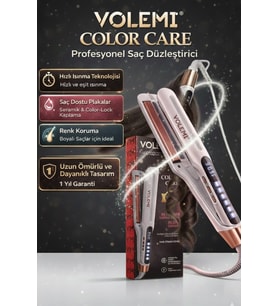 Volemı® V-0102 Profesyonel Saç Maşası Color Care, 5x Renk Koruma, Keratin Yağlı Seramik Kaplama Diji