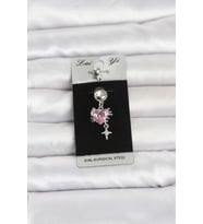 316L Cerrahi Çelik Pembe Zirkon Taşlı Model Göbek Piercing TJ-PR1408