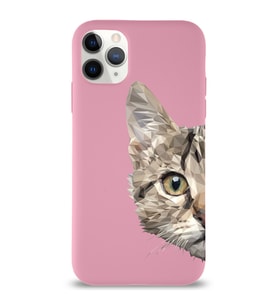 Apple iPhone 11 Pro Max Uyumlu Lansman Kılıf Catface Tasarımlı Altı Kapalı İçi Kadife Kaplı  Kapak (Şeffaf)