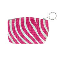 Bozuk Para Cüzdanı Anahtarlık Zebra Desenli Pembe Renk