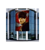Mavi Gözlü Kalpaklı Gazi Mustafa Kemal Atatürk Ay Yıldız Poster Poster Bayrak Raşel Kumal 4x6 metre ATA37