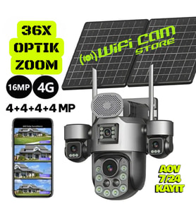 36X Optik Zoom 4 Kameralı Sim Kartlı Solar Kamera