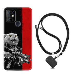 INFINIX Hot 8 9 10 11S Hot 10 Play 10T Kılıf Boyun Askılı Silikon Çılgın Kedi 1674
