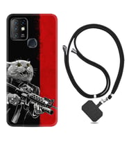 INFINIX Hot 8 9 10 11S Hot 10 Play 10T Kılıf Boyun Askılı Silikon Çılgın Kedi 1674