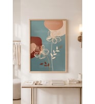 Çiçek Temalı Minimal 1. Kalite Ahşap Çerçeveli Tablo