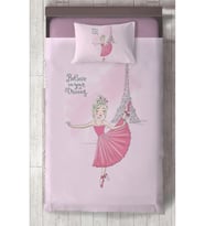 MEKTA HOME BEBEK VE ÇOCUK ODASI Balerin Kız ve Eyfel Kulesi Desenli Yatak Örtüsü