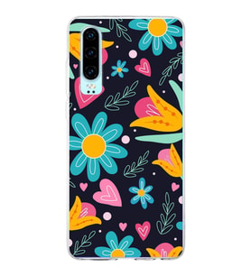 PrintiFy Huawei P30 ile Uyumlu 1mm Slim Fit Retro Renkler 1 Baskılı Şeffaf  Kılıf