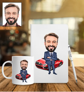 Kişiye Özel Araba Tasarımlı Karikatür Defter Kalem Kupa Set 51