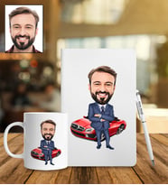 Kişiye Özel Araba Tasarımlı Karikatür Defter Kalem Kupa Set 51
