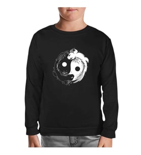 Koi Fishes Making Yin Yang Symbol Siyah Çocuk Sweatshirt