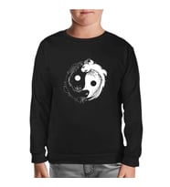 Koi Fishes Making Yin Yang Symbol Siyah Çocuk Sweatshirt